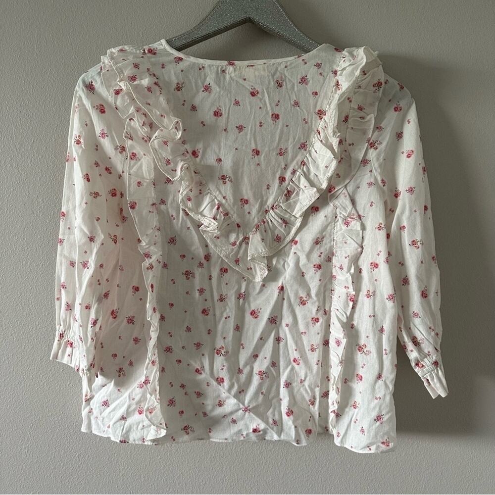 Loveshackfancy Cream & Pink Floral Print Ruffle B… - image 6